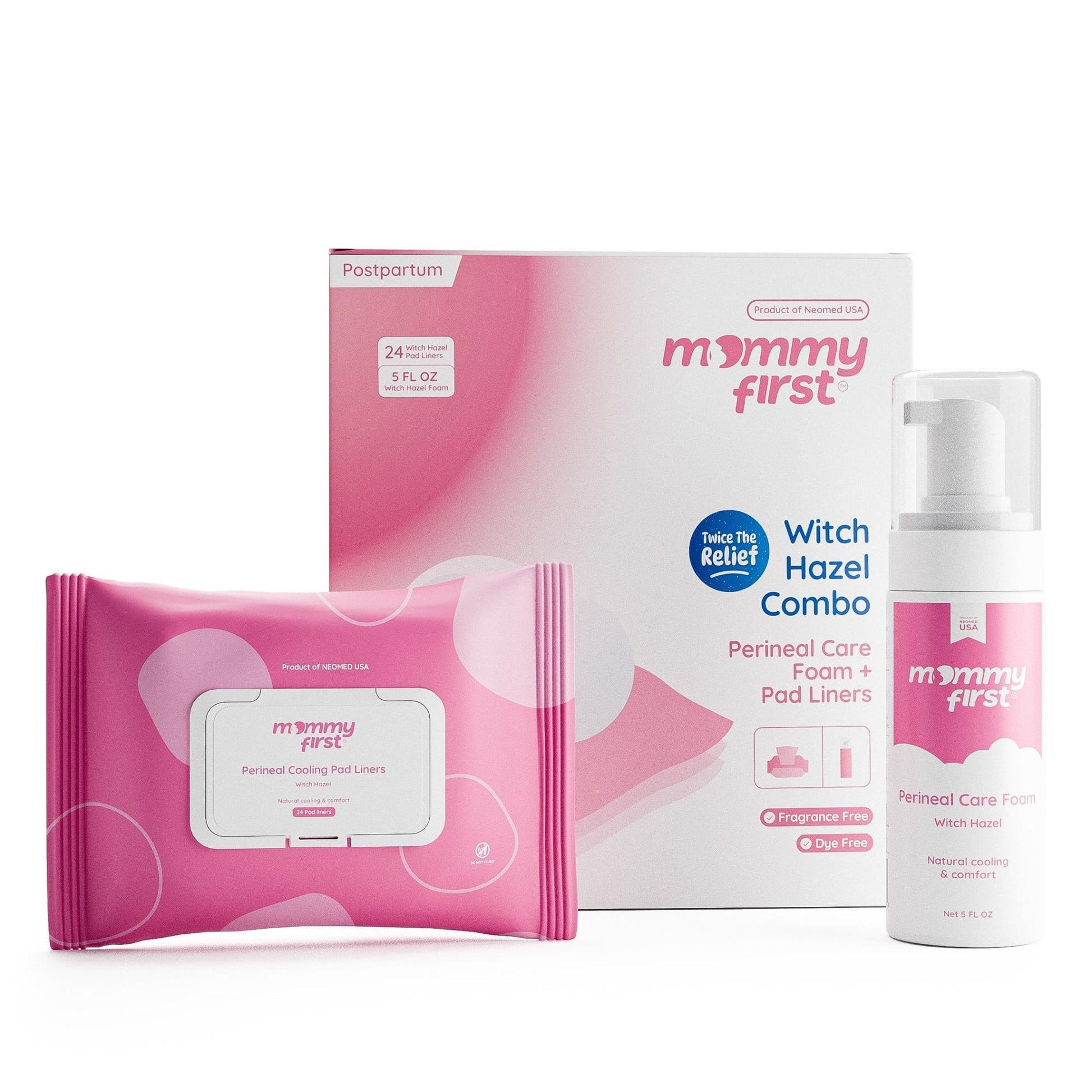 Mommy First® Alcohol-Free Witch Hazel Postpartum Healing Foam & Perineal Cooling Liners Bundle – Probiotic-Infused Relief for Perineal Pain, Itch & Burn After Birth – 24 Liners + 5oz Foam - Maple Wellness Supplements