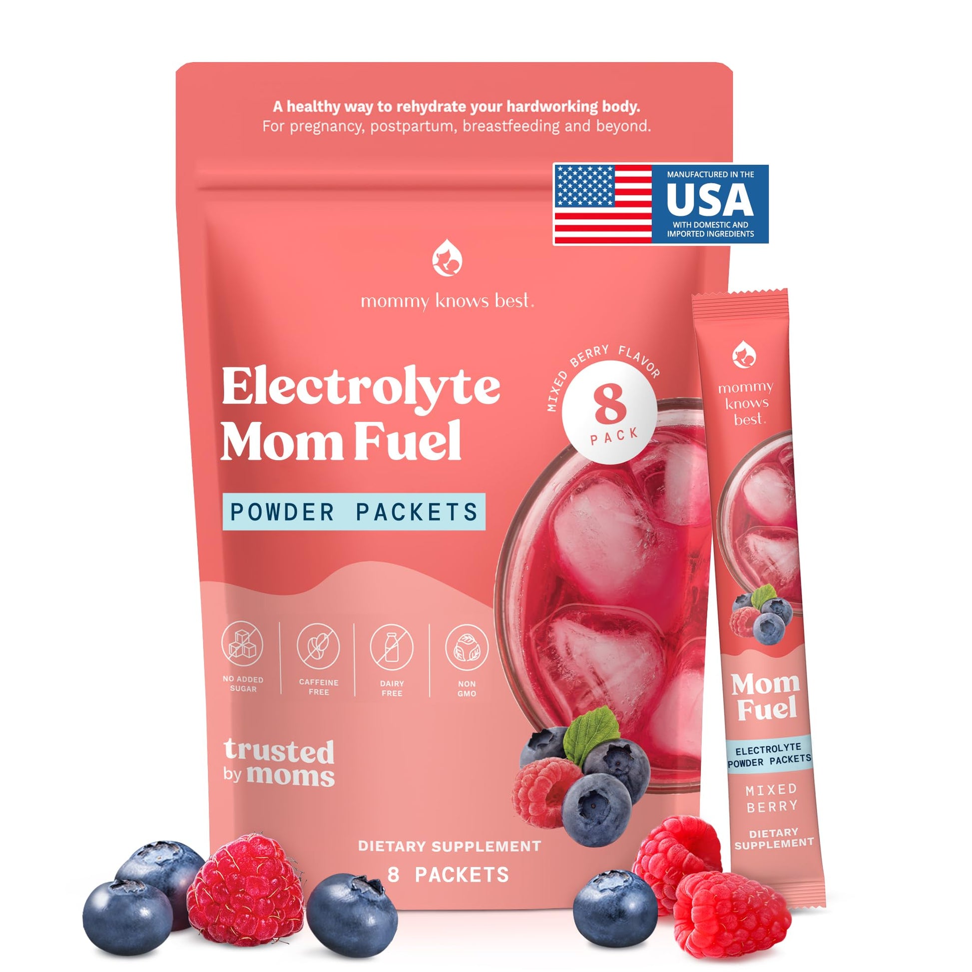 Mommy Knows Best Mom Fuel Electrolyte Drink Mix for Moms, Hydration Support - for Pregnancy, Prenatal, Electrolytes + Trace Minerals, - Maple Wellness Supplements