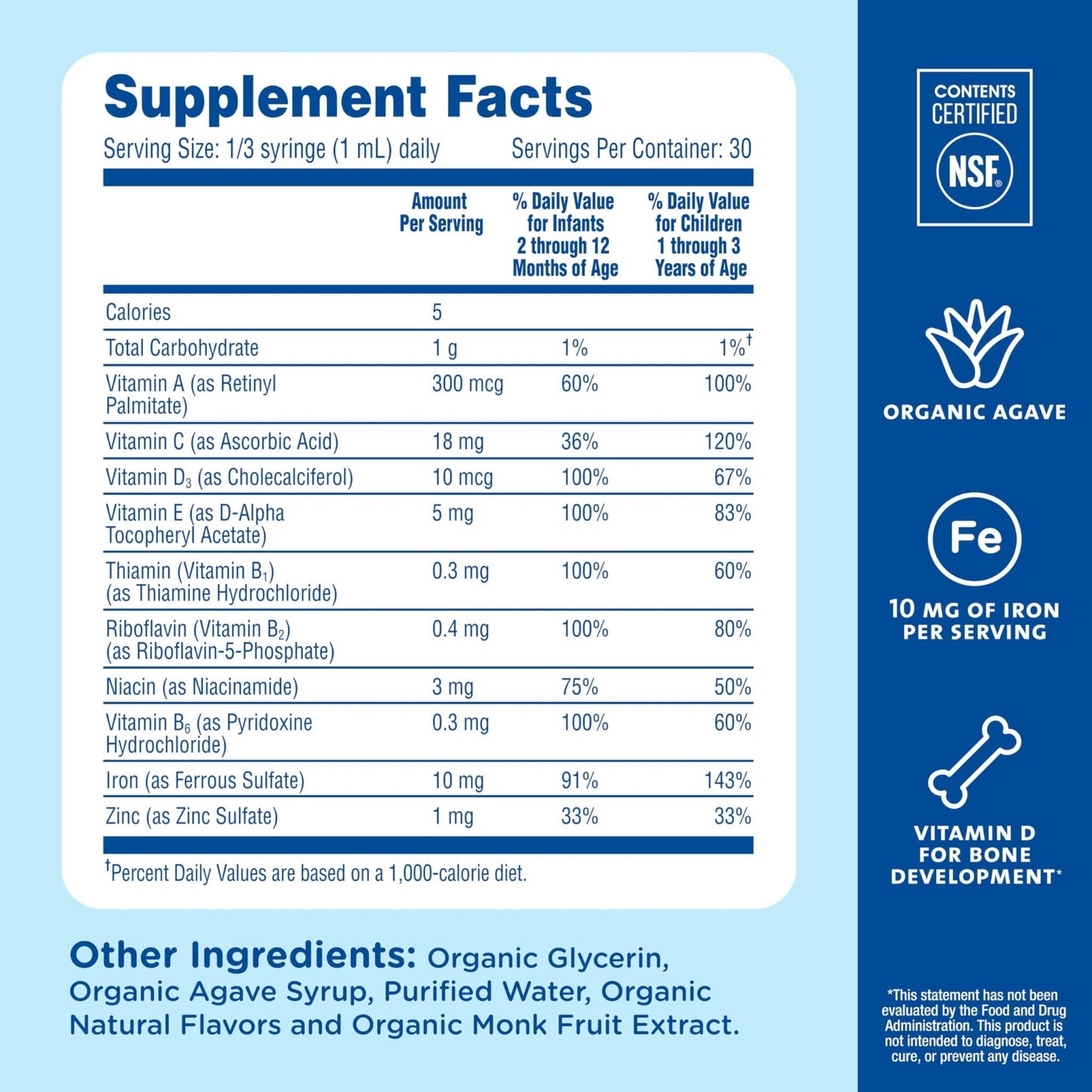Mommy's Bliss Baby Multivitamin + Iron, Daily Essential Baby Vitamins for Immune Support, Healthy Growth & Bone Development, Age 2 Months+, 30 ml - Maple Wellness Supplements