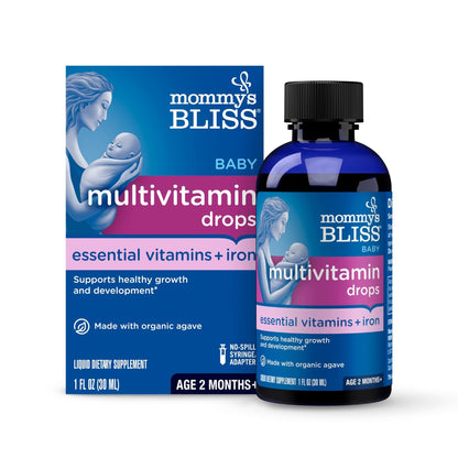 Mommy's Bliss Baby Multivitamin + Iron, Daily Essential Baby Vitamins for Immune Support, Healthy Growth & Bone Development, Age 2 Months+, 30 ml - Maple Wellness Supplements