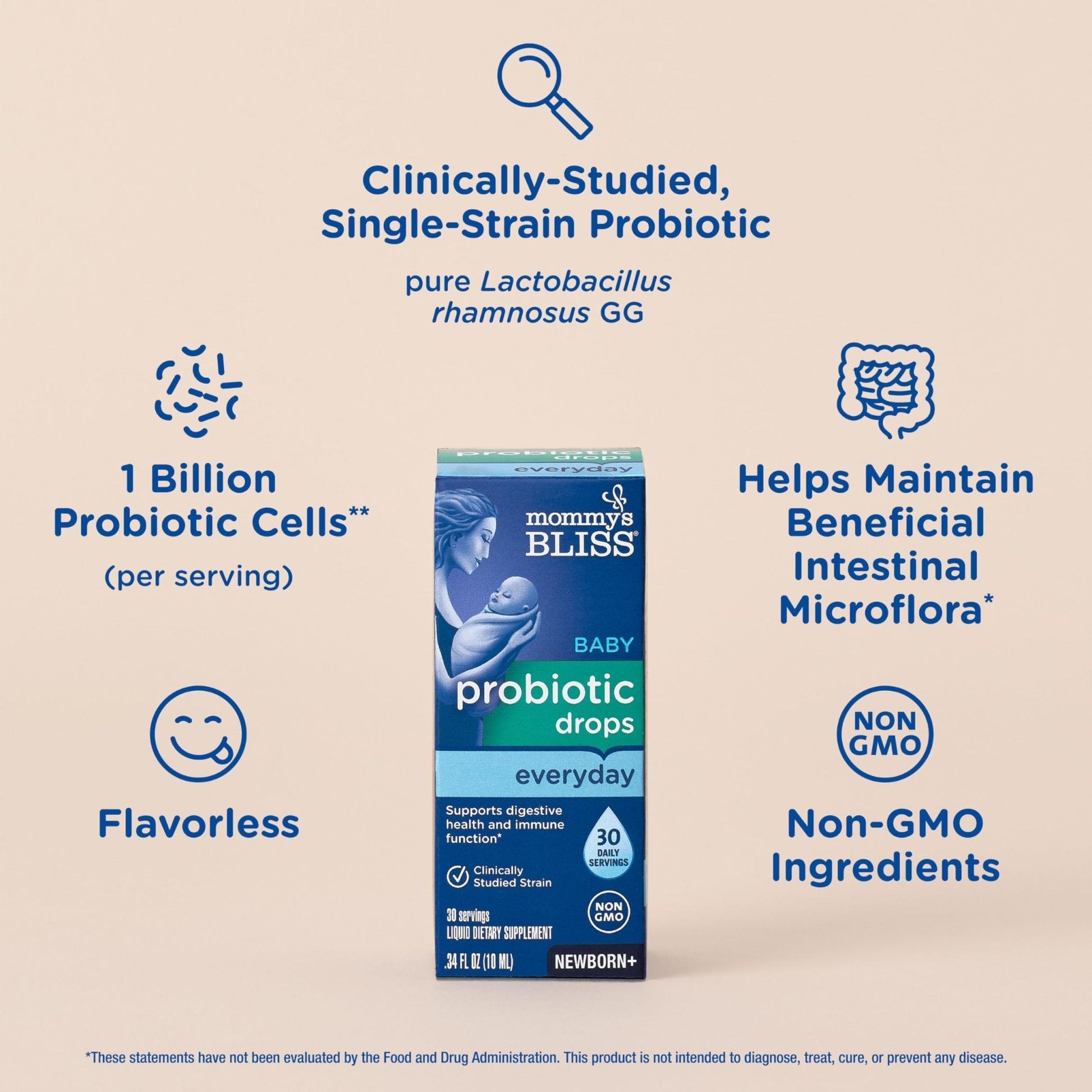 Mommy's Bliss Baby Probiotic Drops Everyday - Gas, Constipation, Colic Symptom Relief - Newborns & Up - Maple Wellness Supplements