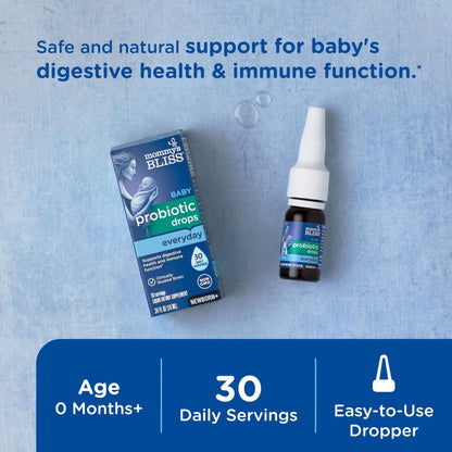 Mommy's Bliss Baby Probiotic Drops Everyday - Gas, Constipation, Colic Symptom Relief - Newborns & Up - Maple Wellness Supplements