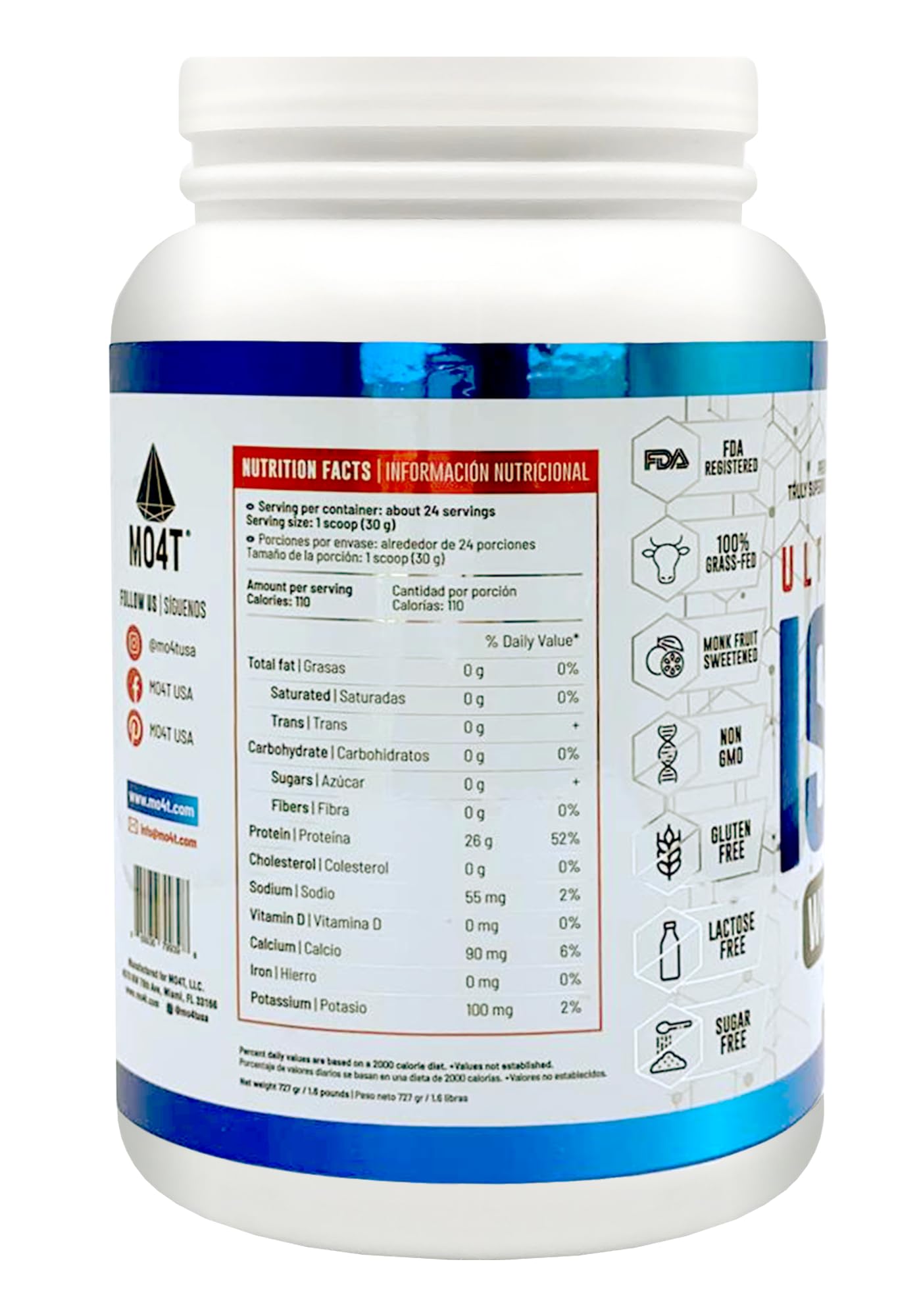 MOMOF4TRANSFORM MO4T Grass Fed Whey Protein Isolate Powder, Naturally Sweetened - Maple Wellness Supplements