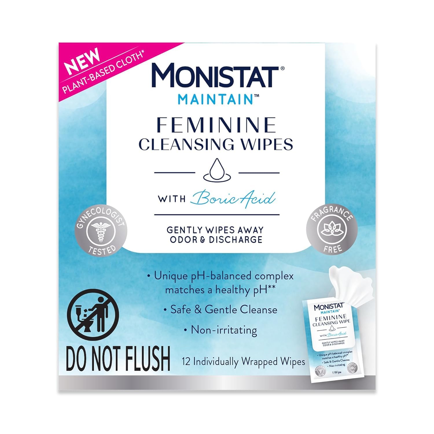 Monistat Boric Acid Feminine Cleanser, (2 Wash & 2 Cloth) Variety Pack - Maple Wellness Supplements