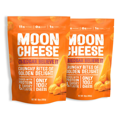 Moon Cheese Cheddar Believe It, 10 Ounce, 2-Pack, Crunchy, Protein-Rich Cheese Snack, Keto Friendly, 100% Real Cheese - Maple Wellness Supplements