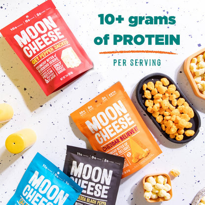 Moon Cheese Cheddar Believe It, 10 Ounce, 2-Pack, Crunchy, Protein-Rich Cheese Snack, Keto Friendly, 100% Real Cheese - Maple Wellness Supplements