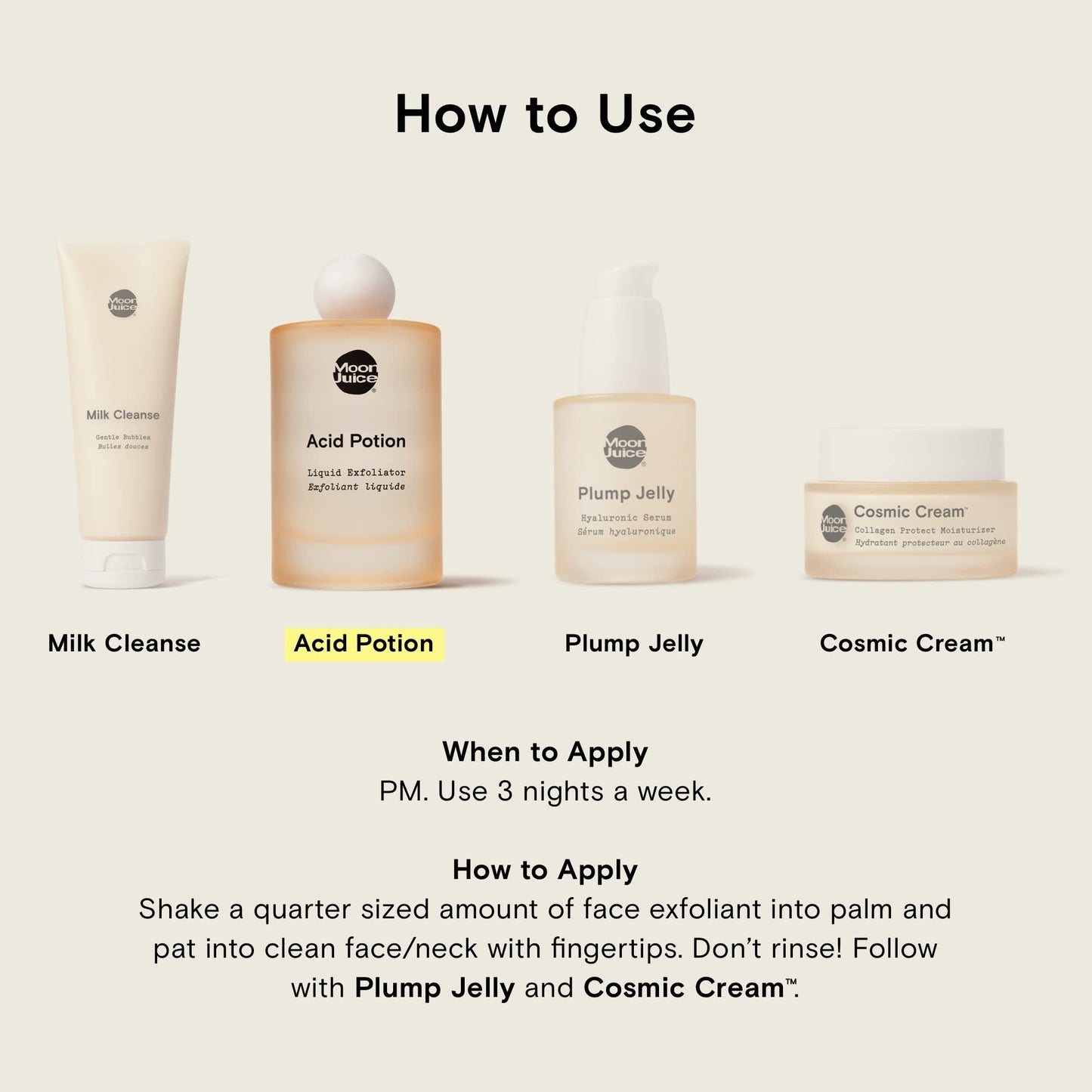 Moon Juice Acid Potion Liquid Face Exfoliator - 25% AHA BHA Exfoliant with Reishi + Niacinamide - Helps Resurface Skin, Unclog Pores, & Stimulate Collagen - Hydrates & Soothes Skin (3.3 Fl oz) - Maple Wellness Supplements