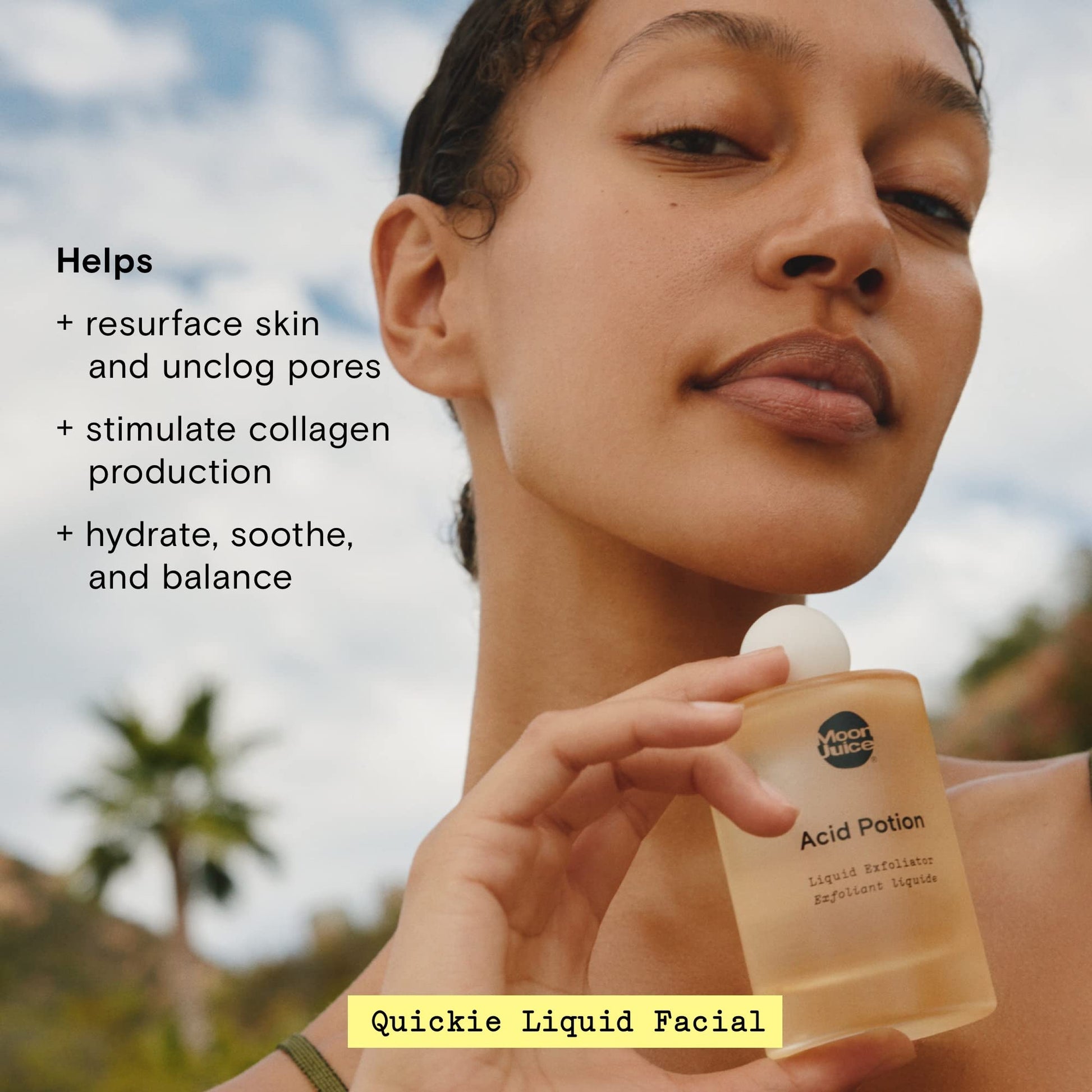 Moon Juice Acid Potion Liquid Face Exfoliator - 25% AHA BHA Exfoliant with Reishi + Niacinamide - Helps Resurface Skin, Unclog Pores, & Stimulate Collagen - Hydrates & Soothes Skin (3.3 Fl oz) - Maple Wellness Supplements