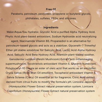 Moon Juice Acid Potion Liquid Face Exfoliator - 25% AHA BHA Exfoliant with Reishi + Niacinamide - Helps Resurface Skin, Unclog Pores, & Stimulate Collagen - Hydrates & Soothes Skin (3.3 Fl oz) - Maple Wellness Supplements