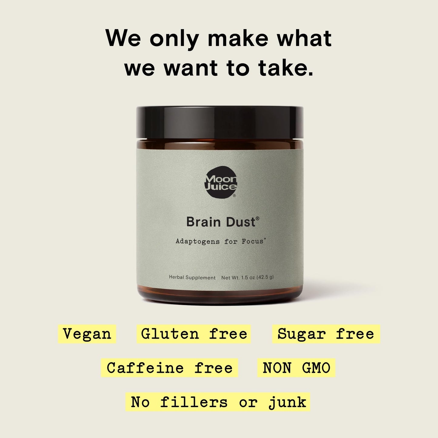 Moon Juice Brain Dust - Adaptogenic Mushroom Supplement for Memory & Focus - Lion’s Mane, Ginkgo Biloba & Ashwagandha - Caffeine-Free, Vegan Brain Supplement - 1.5 oz - Maple Wellness Supplements