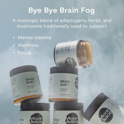 Moon Juice Brain Dust - Adaptogenic Mushroom Supplement for Memory & Focus - Lion’s Mane, Ginkgo Biloba & Ashwagandha - Caffeine-Free, Vegan Brain Supplement - 1.5 oz - Maple Wellness Supplements