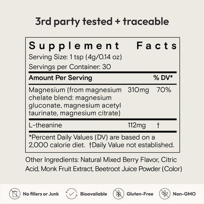 Moon Juice Magnesi-Om Magnesium Powder Supplement - Chelated Magnesium Complex + L-Theanine Blend for Rest, Relaxation & Regularity - Maple Wellness Supplements