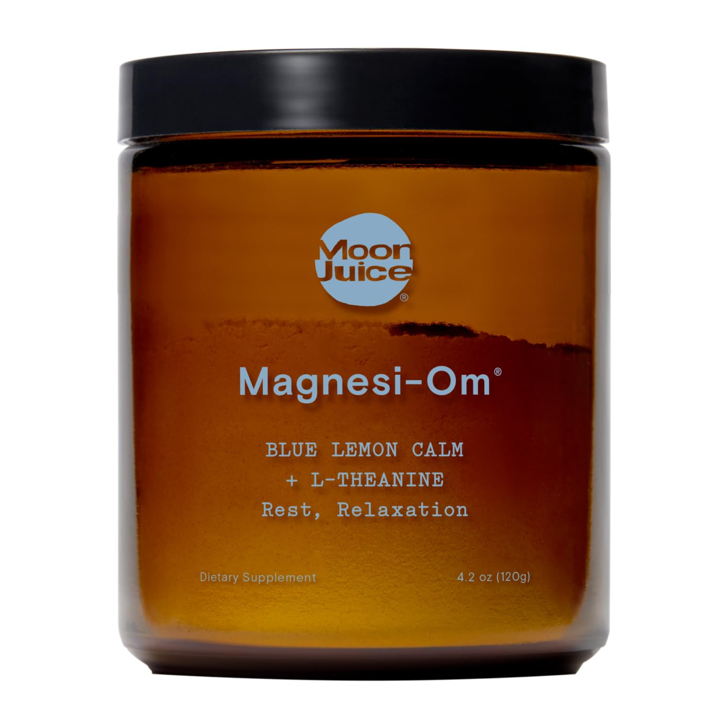 Moon Juice Magnesi-Om Magnesium Powder Supplement - Chelated Magnesium Complex + L-Theanine Blend for Rest, Relaxation & Regularity - Vegan, Non-GMO & No Sugar, Blue Lemon, 4.2 oz, 30 Servings - Maple Wellness Supplements