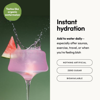 Moon Juice Mini Dew Electrolytes Powder - Sugar Free Minerals & Electrolyte Hydration Powder for Instant Hydration & Brain Support - Magnesium, Calcium, Potassium, Pink Salt, Watermelon, 30 Servings - Maple Wellness Supplements