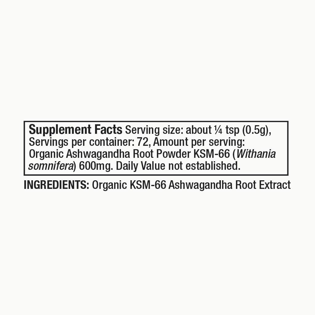 Moon Juice Organic Ashwagandha Supplement - Ashwagandha KSM-66 Root Powder Extract (15:1 Full-Spectrum) for Stress, Focus & Mood - Vegan, Non-GMO, Gluten-Free - 1.3 oz, 72 Servings - Maple Wellness Supplements