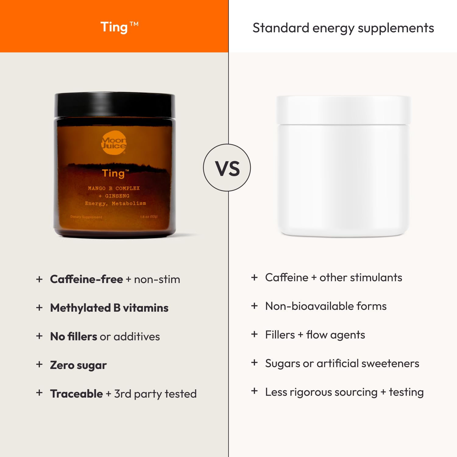 Moon Juice Ting - Vitamin B Complex Powder Supplement - Methylated B12, Folate, Ginseng, L-Glutamine & B Vitamins, Caffeine Free Energy & Digestion Support, Sugar Free, Mango, 1.8 oz, 25 Servings - Maple Wellness Supplements