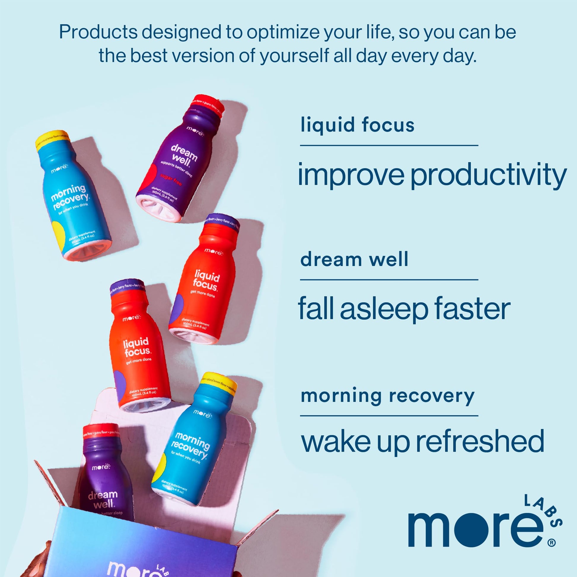 More Labs Liquid Focus, Nootropic Smart Drink with Powerful Antioxidants & Adaptogenic Herbs for Energy and Concentration, 150mg Caffeine (Pack of 12) - Maple Wellness Supplements