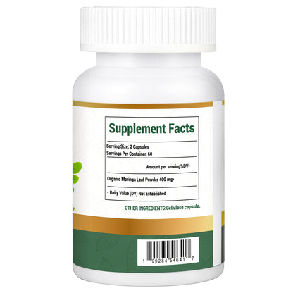 Moringa Capsules, Moringa Pure Capsules For Energy, Immune Support, Gut Health & Powerful Green Superfood, Rich In Antioxidants, Essential Vitamins & Amino Acids - Maple Wellness Supplements