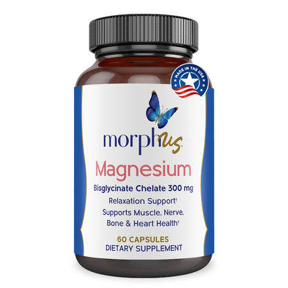 Morphus Magnesium Bisglycinate Chelate 300mg Supplement | 60 Capsules | Helps Women with Perimenopause & Menopause Symptoms | Restful Sleep, De-Stress, Relaxes Muscles & Nerves | Fast Absorption - Maple Wellness Supplements