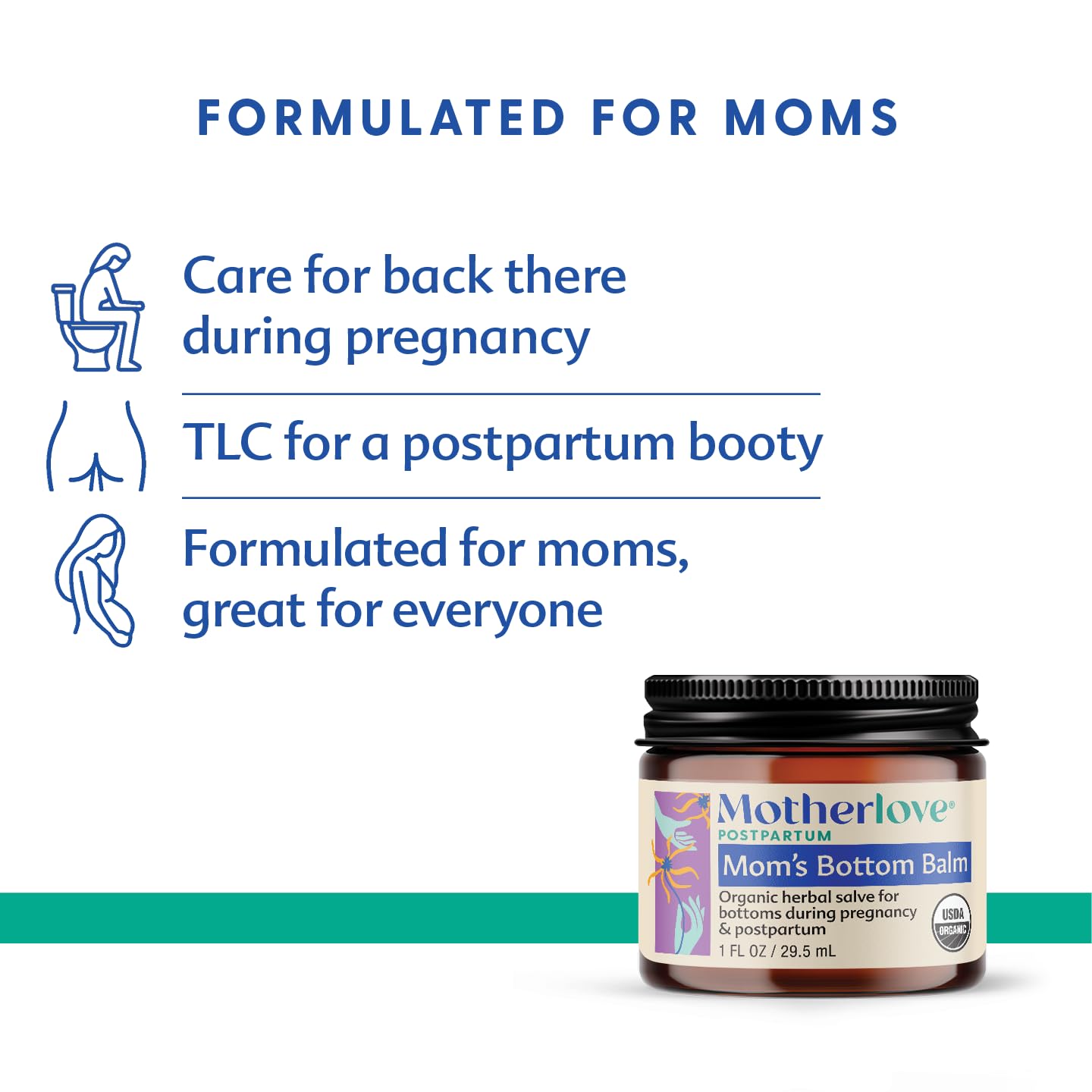Motherlove Mom's Bottom Balm (1 oz) Organic Herbal Salve w/Witch Hazel for Bottoms During Pregnancy & Postpartum —Non-GMO Ointment - Maple Wellness Supplements