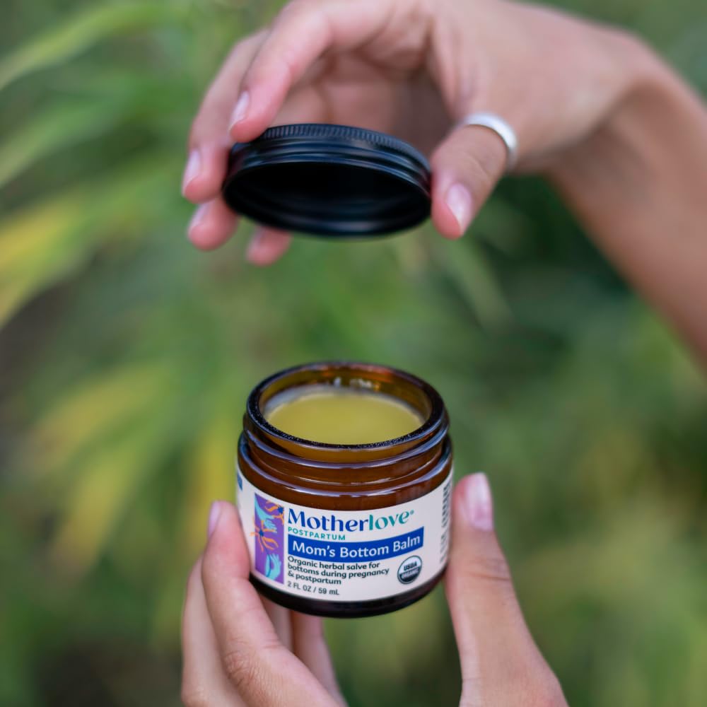 Motherlove Mom's Bottom Balm (1 oz) Organic Herbal Salve w/Witch Hazel for Bottoms During Pregnancy & Postpartum —Non-GMO Ointment - Maple Wellness Supplements