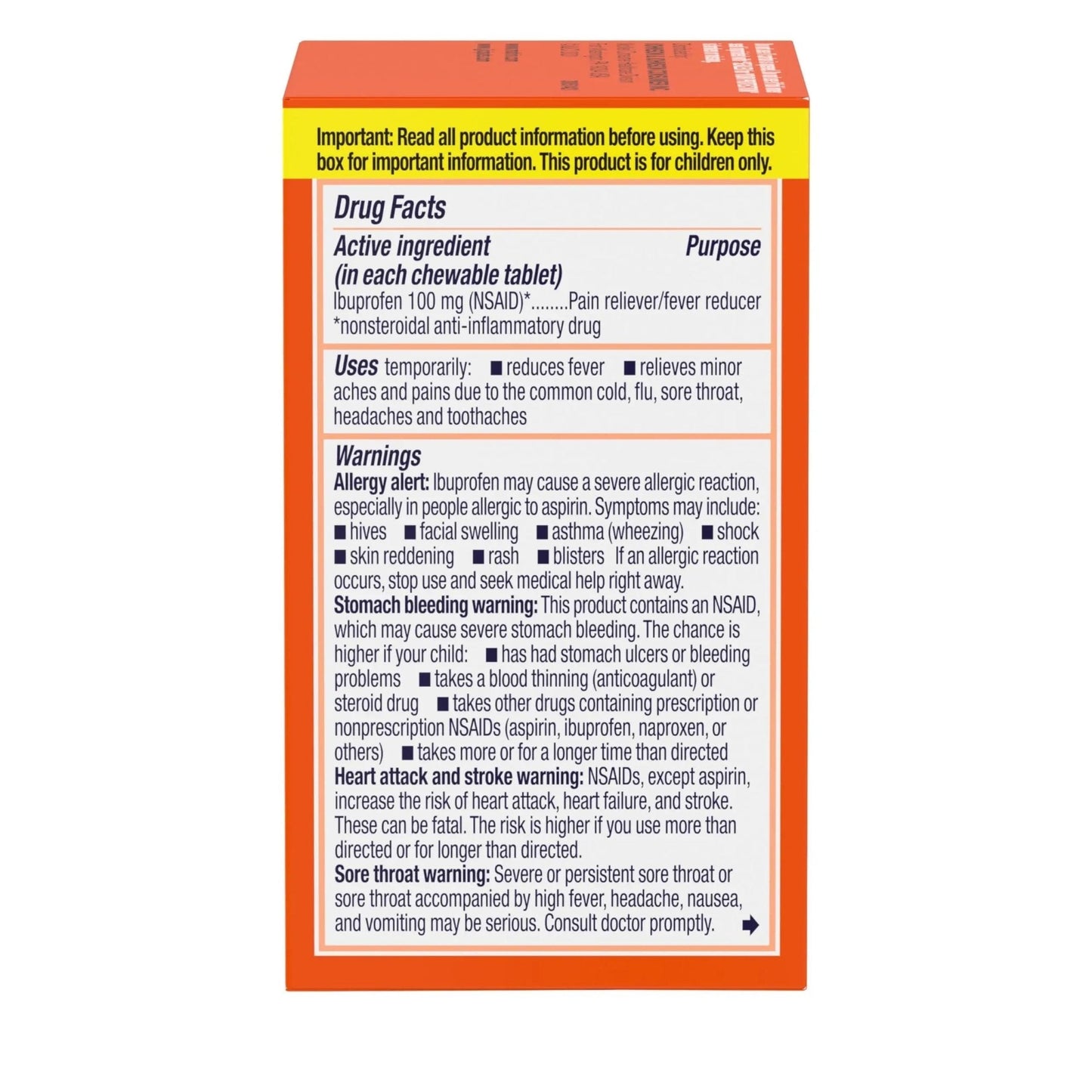 Motrin Children's Dye-Free Chewable Tablets with Ibuprofen, Kids' Fever Reducer & Pain Reliever for Sore Throat, Fever, Toothache & Pain Relief, Grape Flavor, 24 Count (Pack of 2) - Maple Wellness Supplements