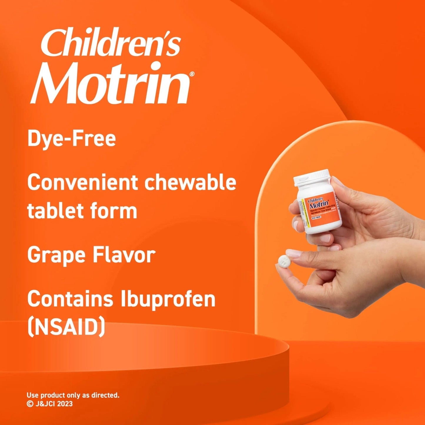 Motrin Children's Dye-Free Chewable Tablets with Ibuprofen, Kids' Fever Reducer & Pain Reliever for Sore Throat, Fever, Toothache & Pain Relief, Grape Flavor, 24 Count (Pack of 2) - Maple Wellness Supplements
