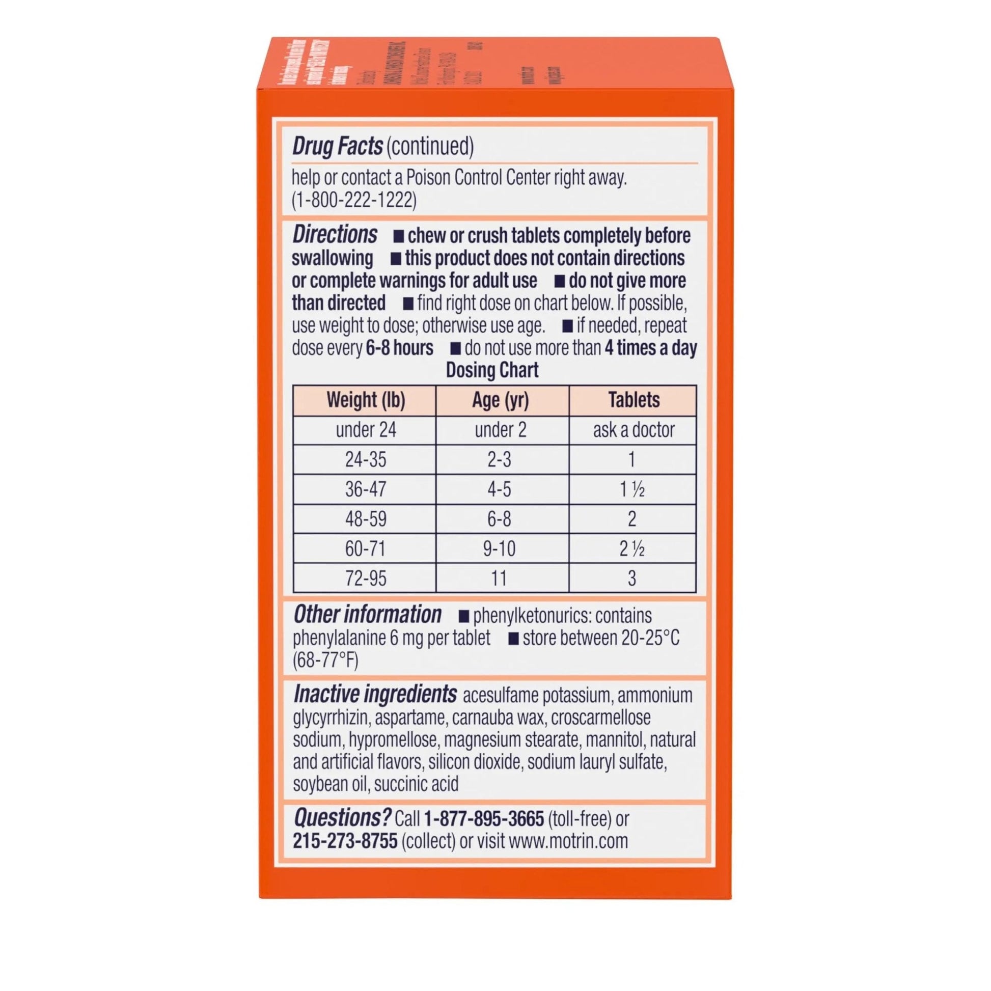 Motrin Children's Dye-Free Chewable Tablets with Ibuprofen, Kids' Fever Reducer & Pain Reliever for Sore Throat, Fever, Toothache & Pain Relief, Grape Flavor, 24 Count (Pack of 2) - Maple Wellness Supplements