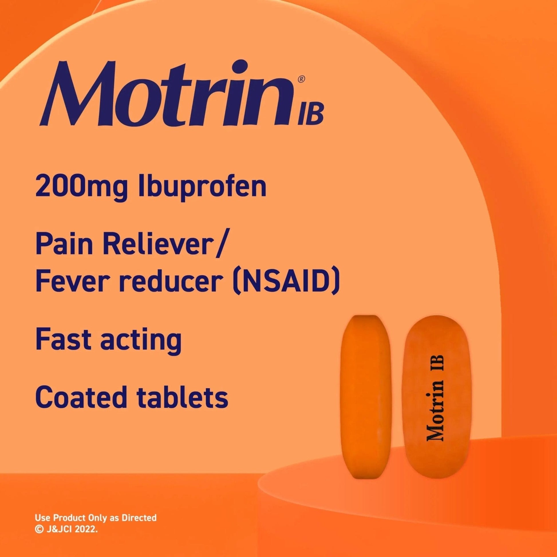 Motrin IB, Ibuprofen 200mg Tablets, NSAID Pain & Fever Reliever for Headache, Backache, Muscular Aches, Arthritis Pain Reliever, 50 Travel Packets of 2, 100 ct - Maple Wellness Supplements