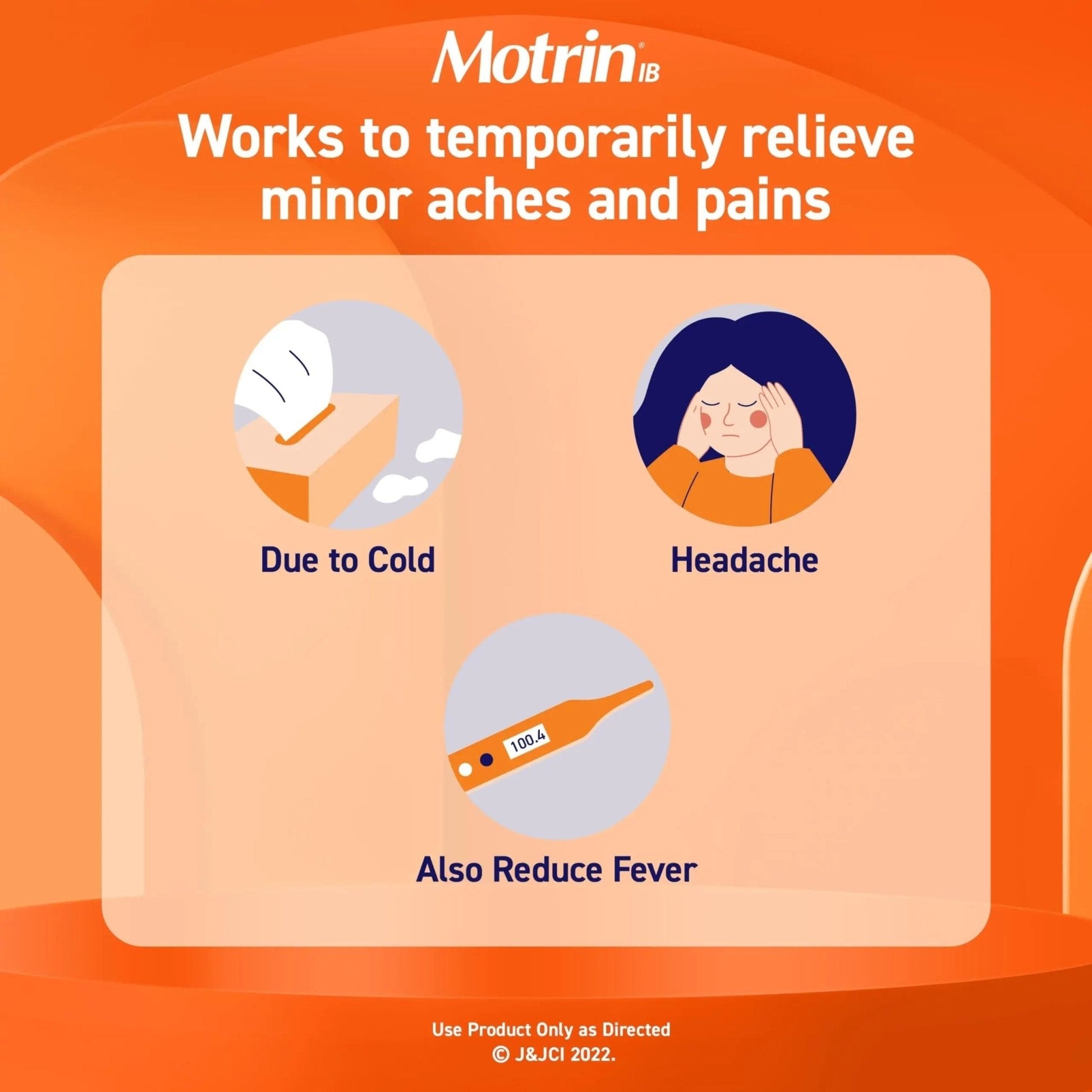 Motrin IB, Ibuprofen 200mg Tablets, NSAID Pain & Fever Reliever for Headache, Backache, Muscular Aches, Arthritis Pain Reliever, 50 Travel Packets of 2, 100 ct - Maple Wellness Supplements