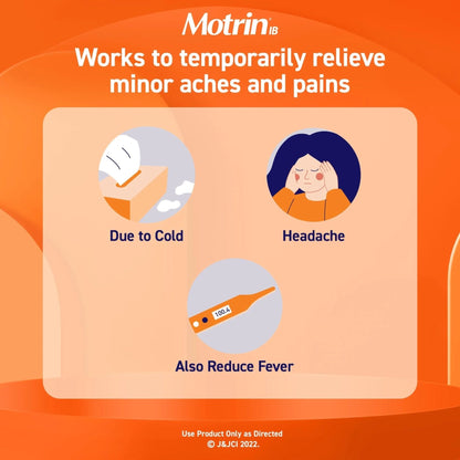 Motrin IB, Ibuprofen 200mg Tablets, NSAID Pain & Fever Reliever for Headache, Backache, Muscular Aches, Arthritis Pain Reliever, 50 Travel Packets of 2, 100 ct - Maple Wellness Supplements
