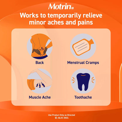 Motrin IB, Ibuprofen 200mg Tablets, NSAID Pain & Fever Reliever for Headache, Backache, Muscular Aches, Arthritis Pain Reliever, 50 Travel Packets of 2, 100 ct - Maple Wellness Supplements