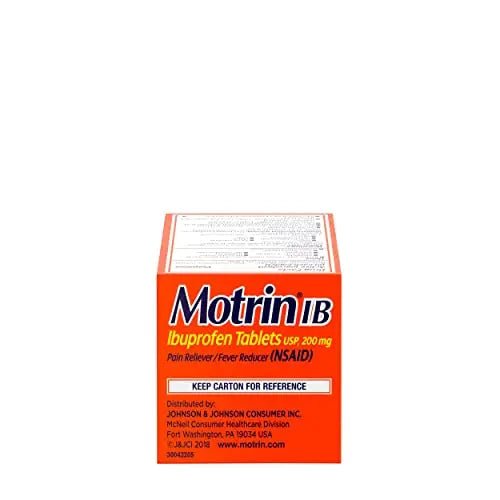 Motrin IB, Ibuprofen 200mg Tablets, Pain Reliever & Fever Reducer for Muscular Aches, Headache, Backache, Menstrual Cramps & Minor Arthritis Pain, NSAID, 100 Ct - Maple Wellness Supplements