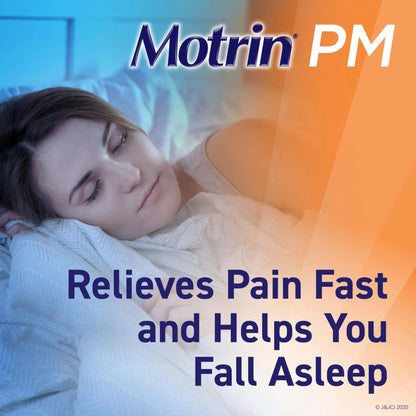 Motrin PM Pain Relief Caplets with 200 mg Ibuprofen & 38 mg Diphenhydramine Sleep Aid, Nighttime Pain Reliever for Minor Aches & Pains Helps You Fall Asleep & Stay Asleep, 20 ct - Maple Wellness Supplements