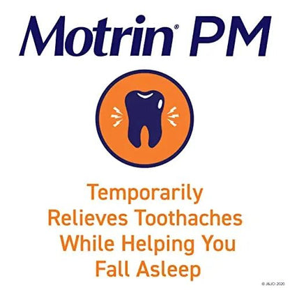 Motrin PM Pain Relief Caplets with 200 mg Ibuprofen & 38 mg Diphenhydramine Sleep Aid, Nighttime Pain Reliever for Minor Aches & Pains Helps You Fall Asleep & Stay Asleep, 20 ct - Maple Wellness Supplements