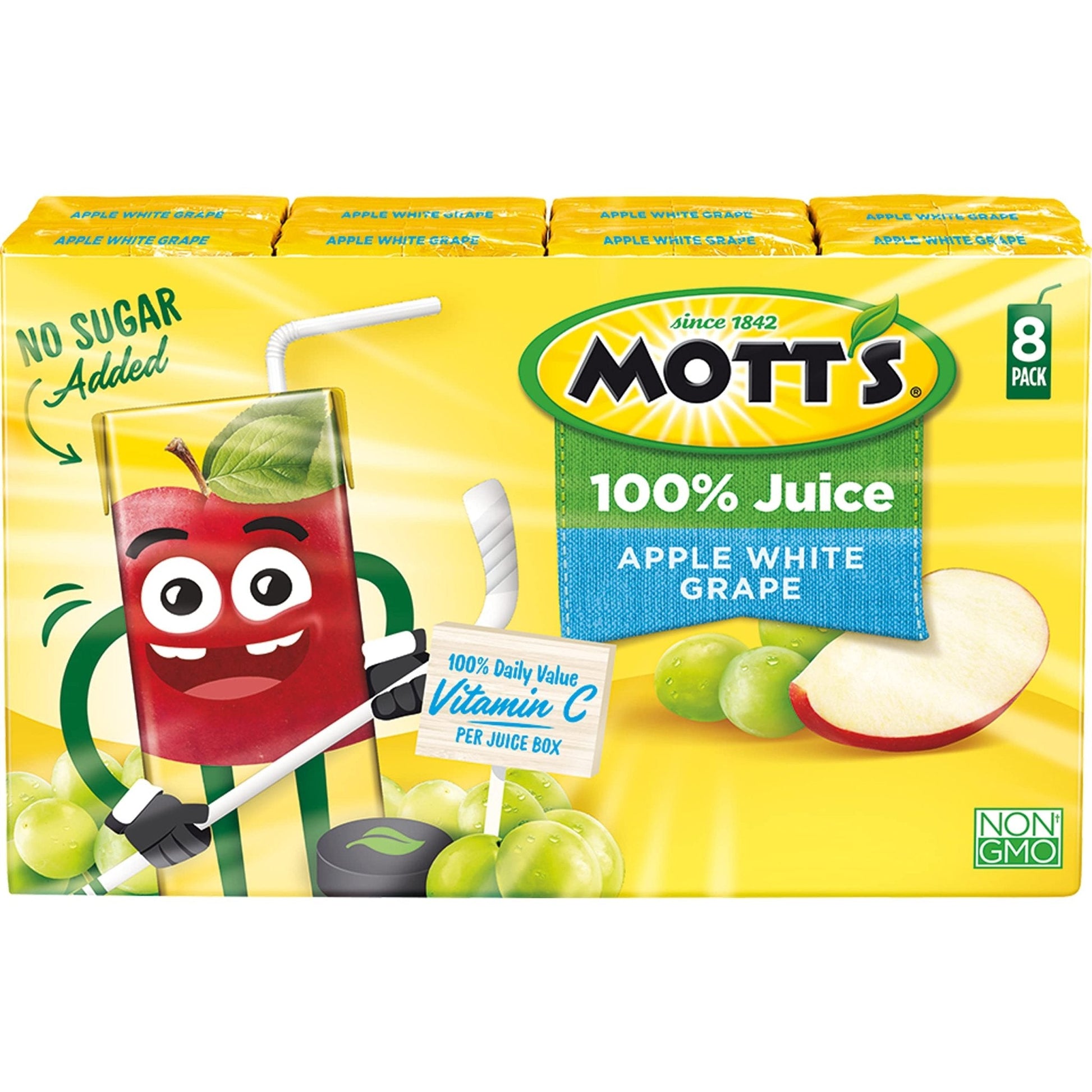 Mott's 100 percent Apple White Grape Juice, 6.75 fl oz boxes (Pack of 32) - Maple Wellness Supplements