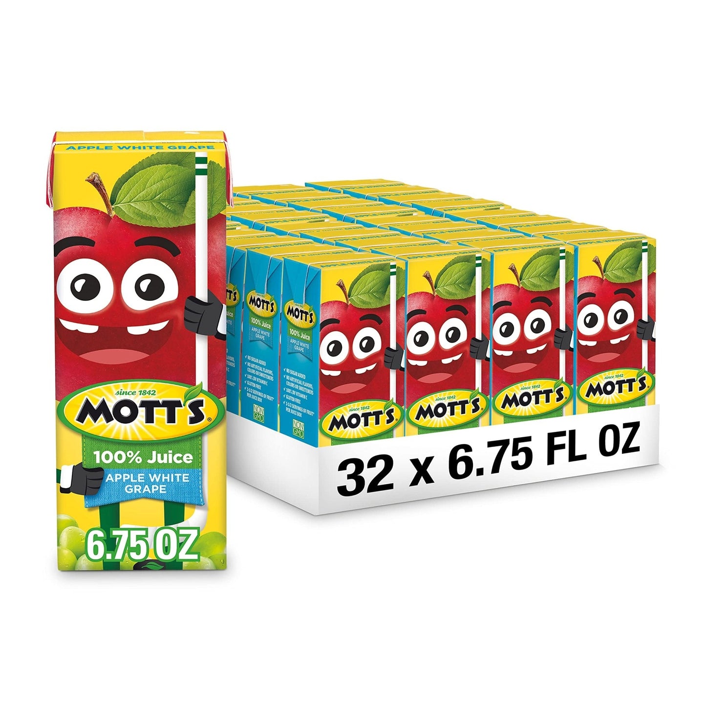 Mott's 100 percent Apple White Grape Juice, 6.75 fl oz boxes (Pack of 32) - Maple Wellness Supplements
