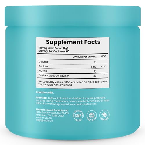 Moty Bovine Colostrum Grass Fed Powder Supplement for Gut Health, Muscle Recovery - Maple Wellness Supplements