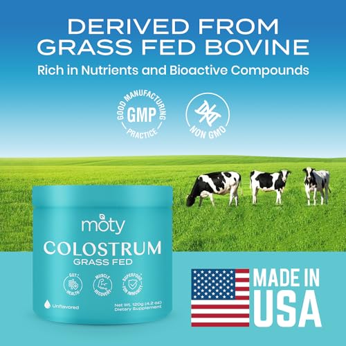 Moty Bovine Colostrum Grass Fed Powder Supplement for Gut Health, Muscle Recovery - Maple Wellness Supplements