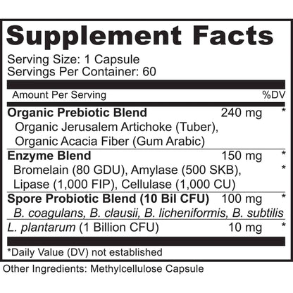 MoxyVites Spore Probiotic Complex - All In One Prebiotics and Probiotics for Digestive Health, Postbiotic, Digestive Enzymes Daily Supplement - Spore Based Probiotic for Women & Men - Maple Wellness Supplements