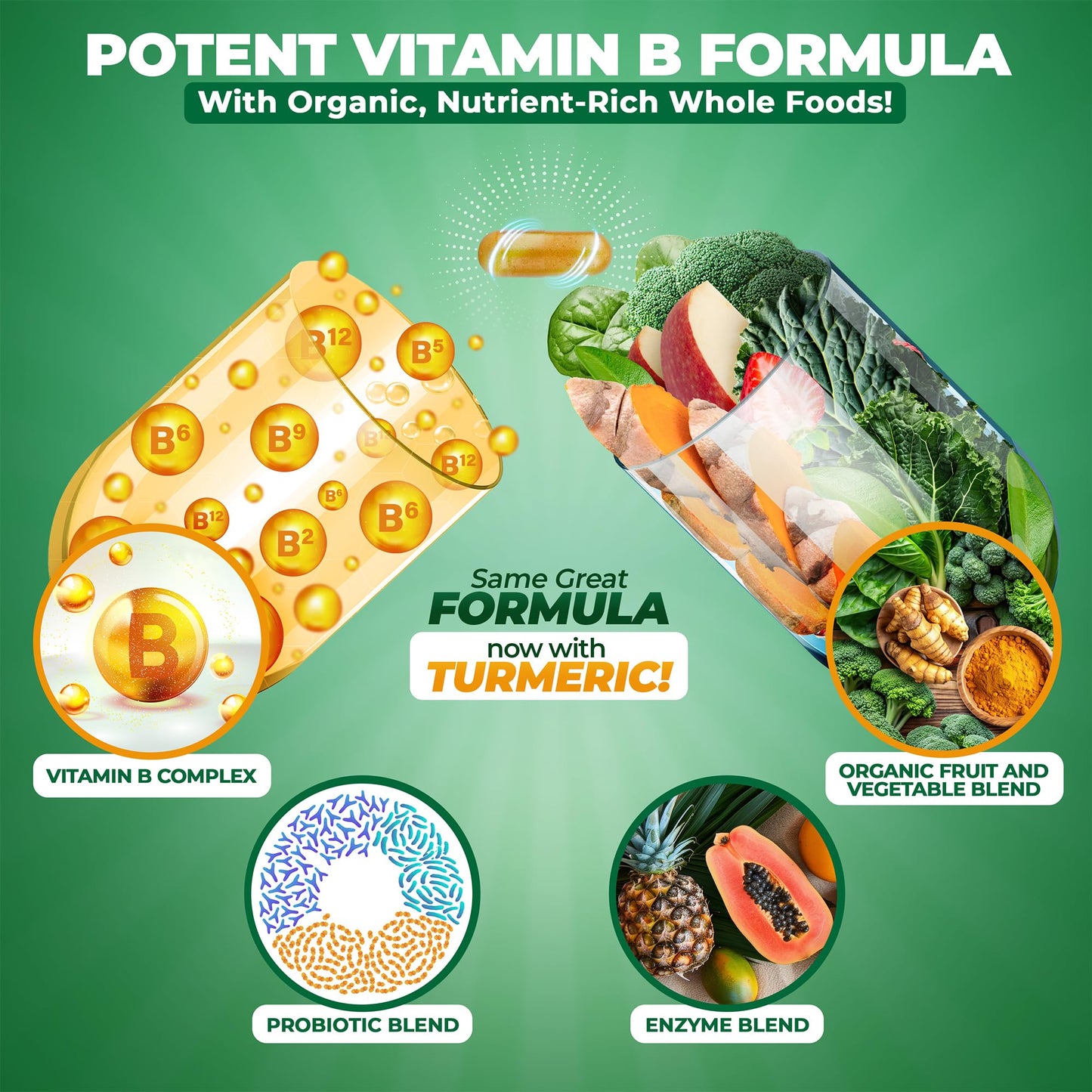 MoxyVites Vitamin B Complex - B Vitamins Whole Food Supplement, B12 Methylcobalamin, B1, B2, B3, B5, B6, B7, B9 - for Stress - Maple Wellness Supplements