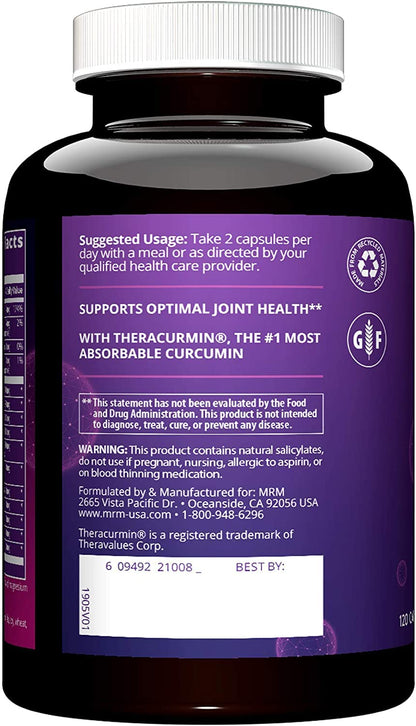 MRM Nutrition Joint Synergy™+ | Joint Health | with Theracurcumin® | Gluten-Free | 120 Capsules - Maple Wellness Supplements