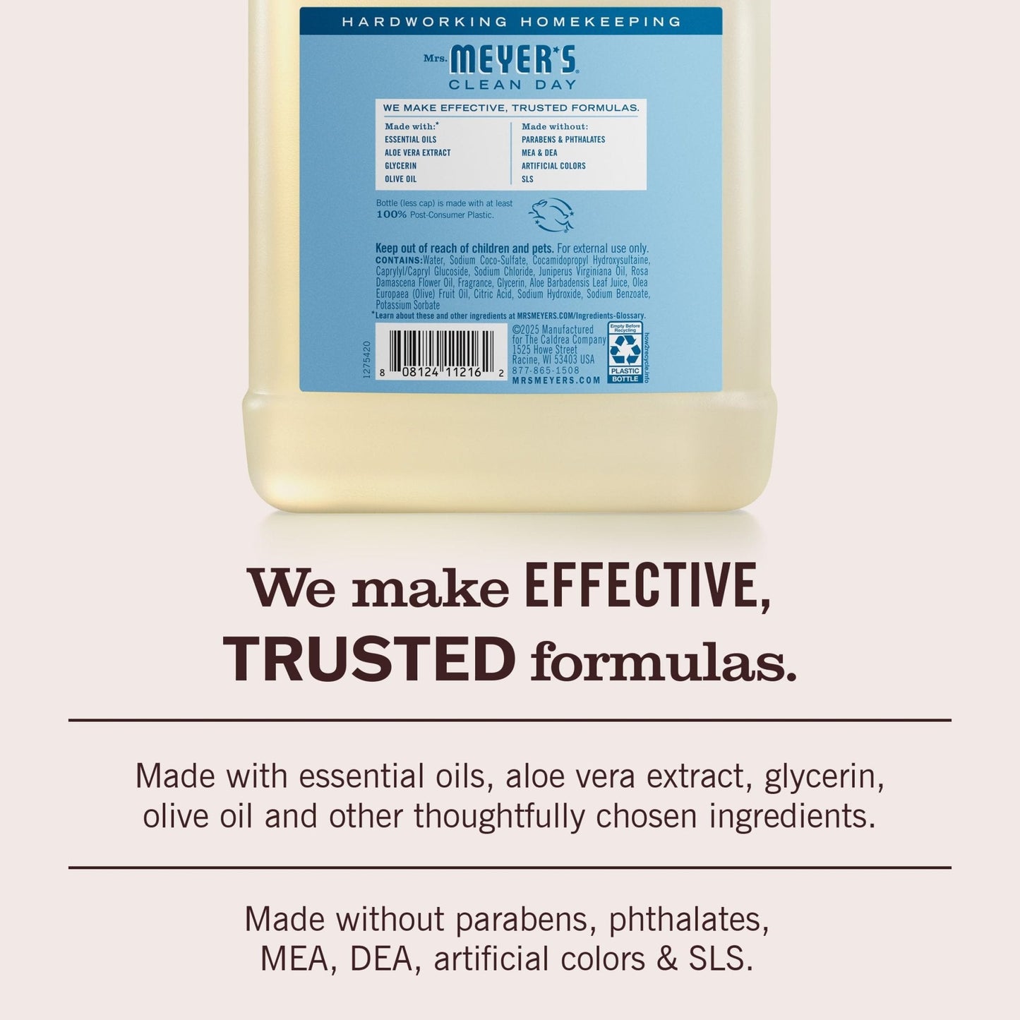 MRS. MEYER'S CLEAN DAY Hand Soap Refill, Rain Water Scent, 33 Fl Oz Bottle - Maple Wellness Supplements