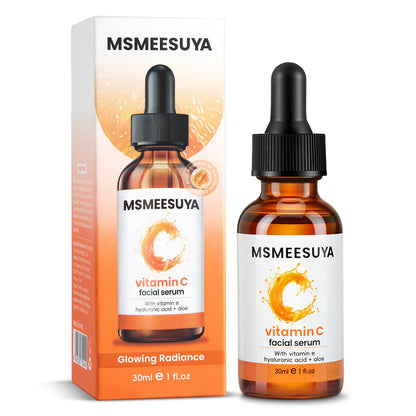 MSMEESUYA Vitamin C Serum for Face 2-Pack, Brightening Facial Serum with Hyaluronic Acid & Vitamin E, Helps Improve Dark Spots, Uneven Tone, Fine Lines & Wrinkles, 1 Fl Oz Each - Maple Wellness Supplements