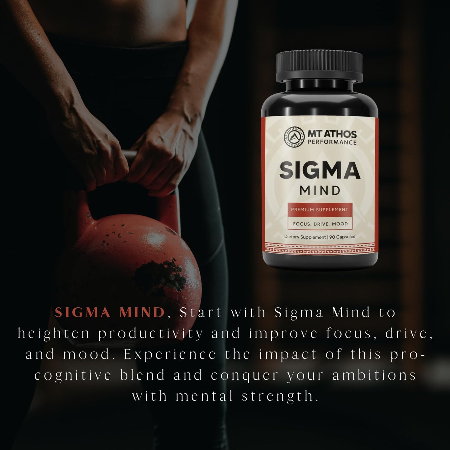 Mt. Athos Performance Sigma Mind | Potent Nootropic Formula to Support Cognitive Function, Improved Focus, Drive, and Mood | 30 Servings, 90 Capsules - Maple Wellness Supplements