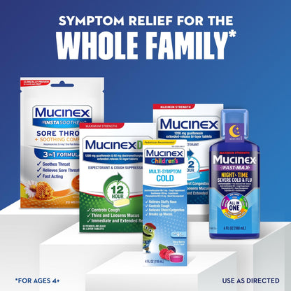 Mucinex Children's Multi-Symptom Cold Medicine, Kids Cough Medicine, Mucinex Kids Medicine/Decongestant with Dextromethorphan HBr, Guaifenesin, Phenylephrine HCl, Very Berry Flavor Liquid, 4 Fl Oz - Maple Wellness Supplements