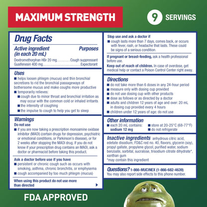 Mucinex DM Max Liquid Cough & Cold Medicine for Adults, Cold and Flu Medicine for Excess Mucus Relief, Guaifenesin, Dextromethorphan Expectorant & Decongestant for Adults, Dr Recommended, 6.0 Fl Oz - Maple Wellness Supplements