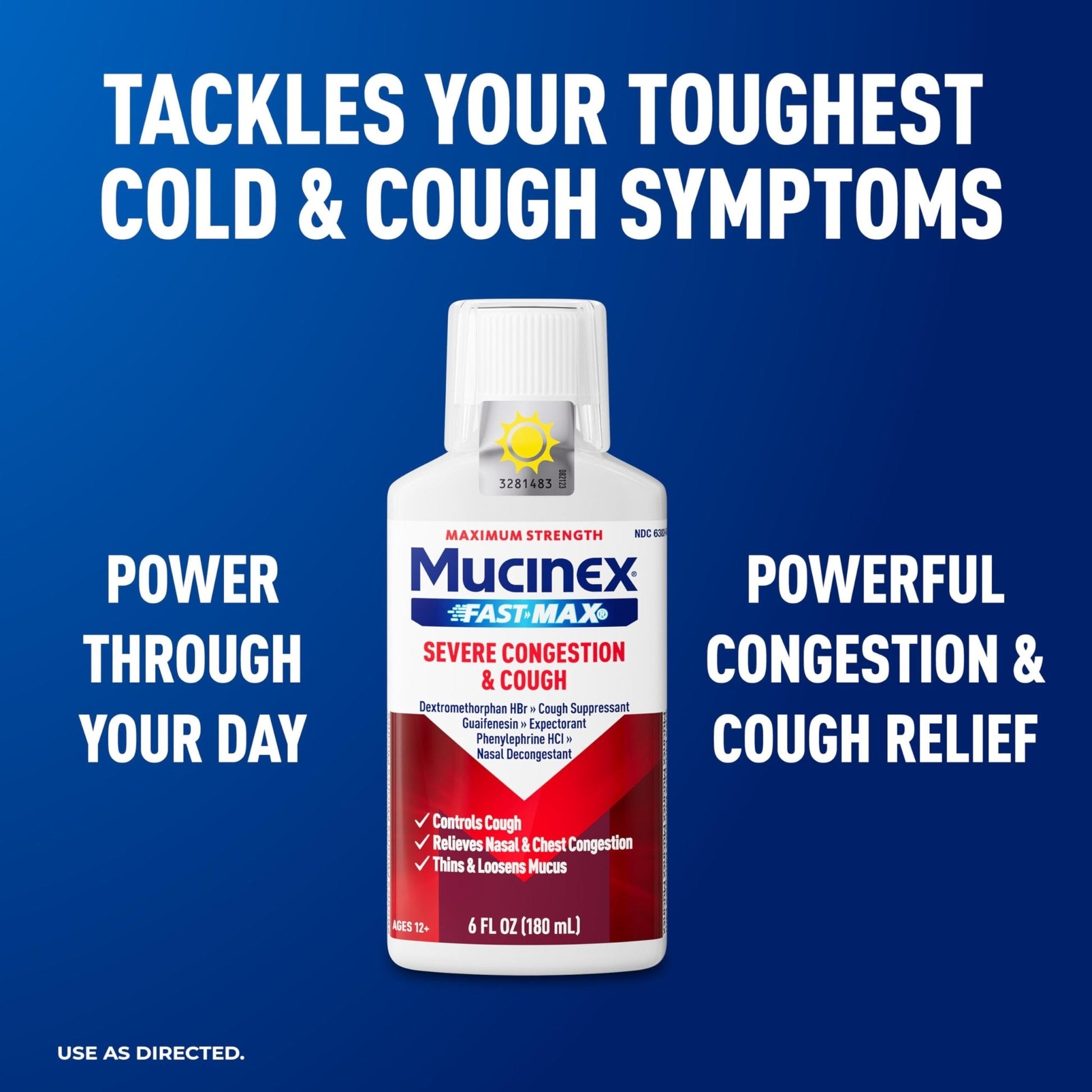 Mucinex Fast-Max Severe Congestion & Cough Medicine, Maximum Strength Symptom Relief, Over-The-Counter Medication, Cold Medicine, Cough Suppressant, Expectorant, Nasal Decongestant, 6 FL OZ - Maple Wellness Supplements