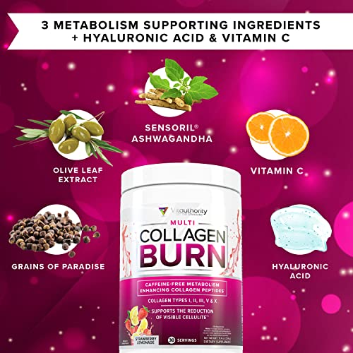 Multi Collagen Burn: Multi-Type Hydrolyzed Collagen Protein Peptides with Hyaluronic Acid - Maple Wellness Supplements