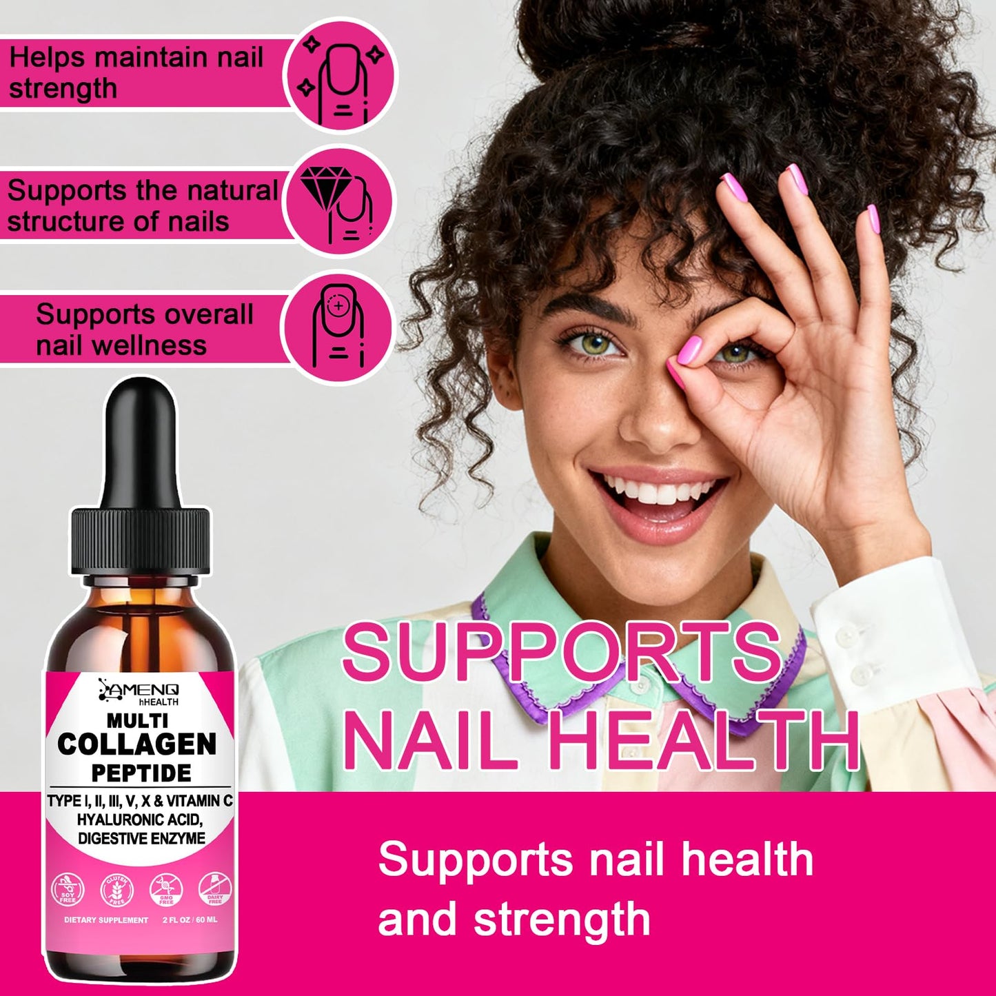 Multi Collagen Peptides Liquid Drops for Women & Men, Hydrolyzed Collagen Peptides Type - Maple Wellness Supplements